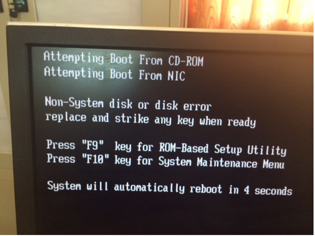 Server dose not boot from Hard disk 