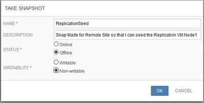 Create a Snapshot to ensure it gets to remote site