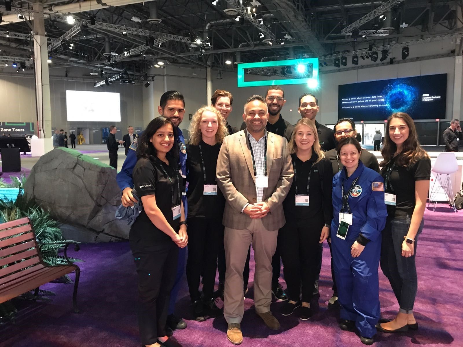 HPE YEN Ambassadors with Adrian Stevens, HPE Vice President, Learning & Development at the Mission to Mars display