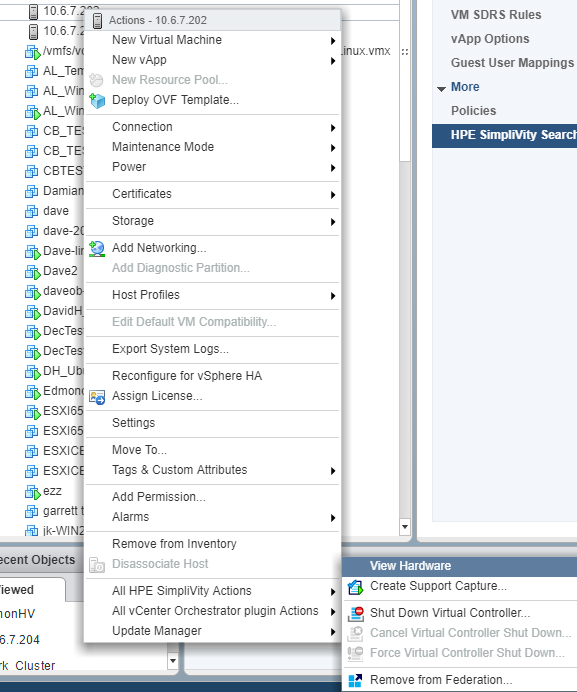 Cant See Simplivity Shutdown Option In Vsphere Web Hewlett Packard Enterprise Community