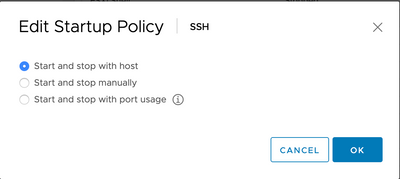 Figure 8: Edit SSH startup policy