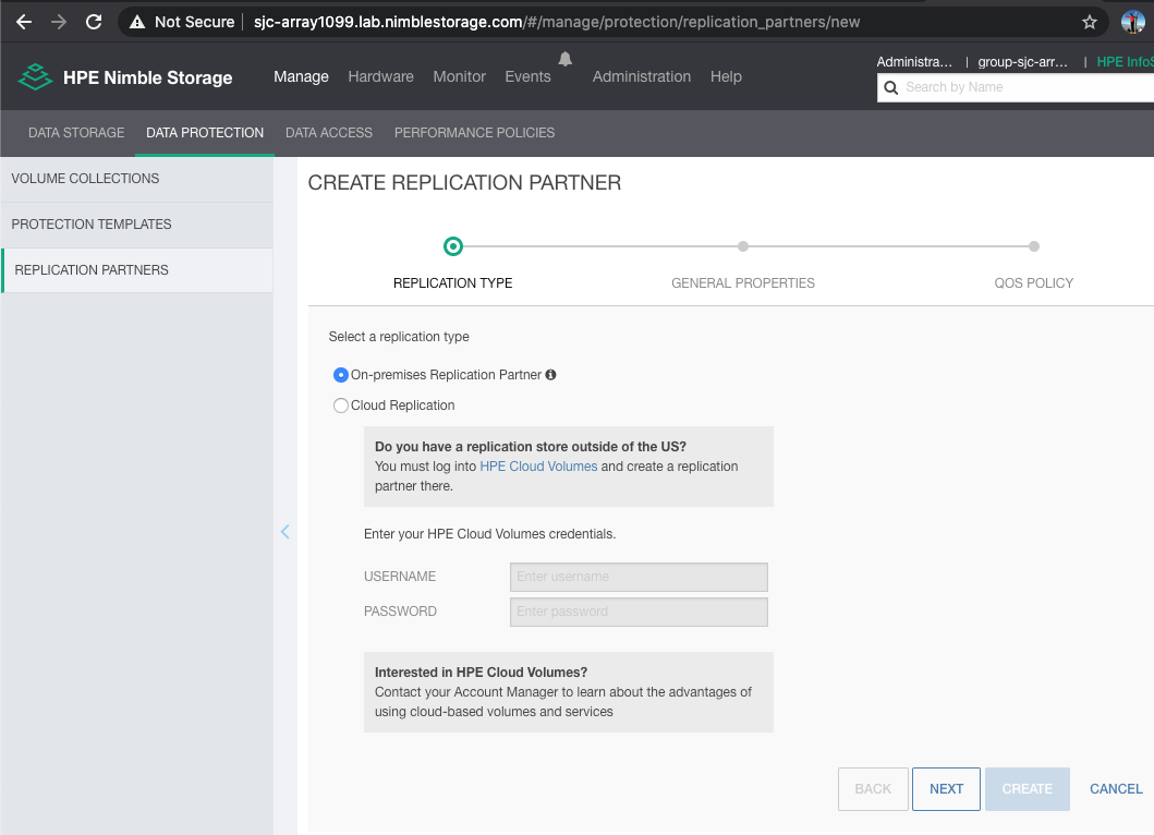 Figure 19: Create an on-prem replication partner