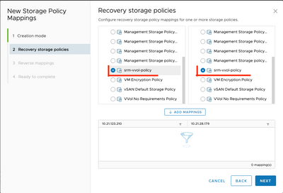 Figure 43: Recovery storage policies