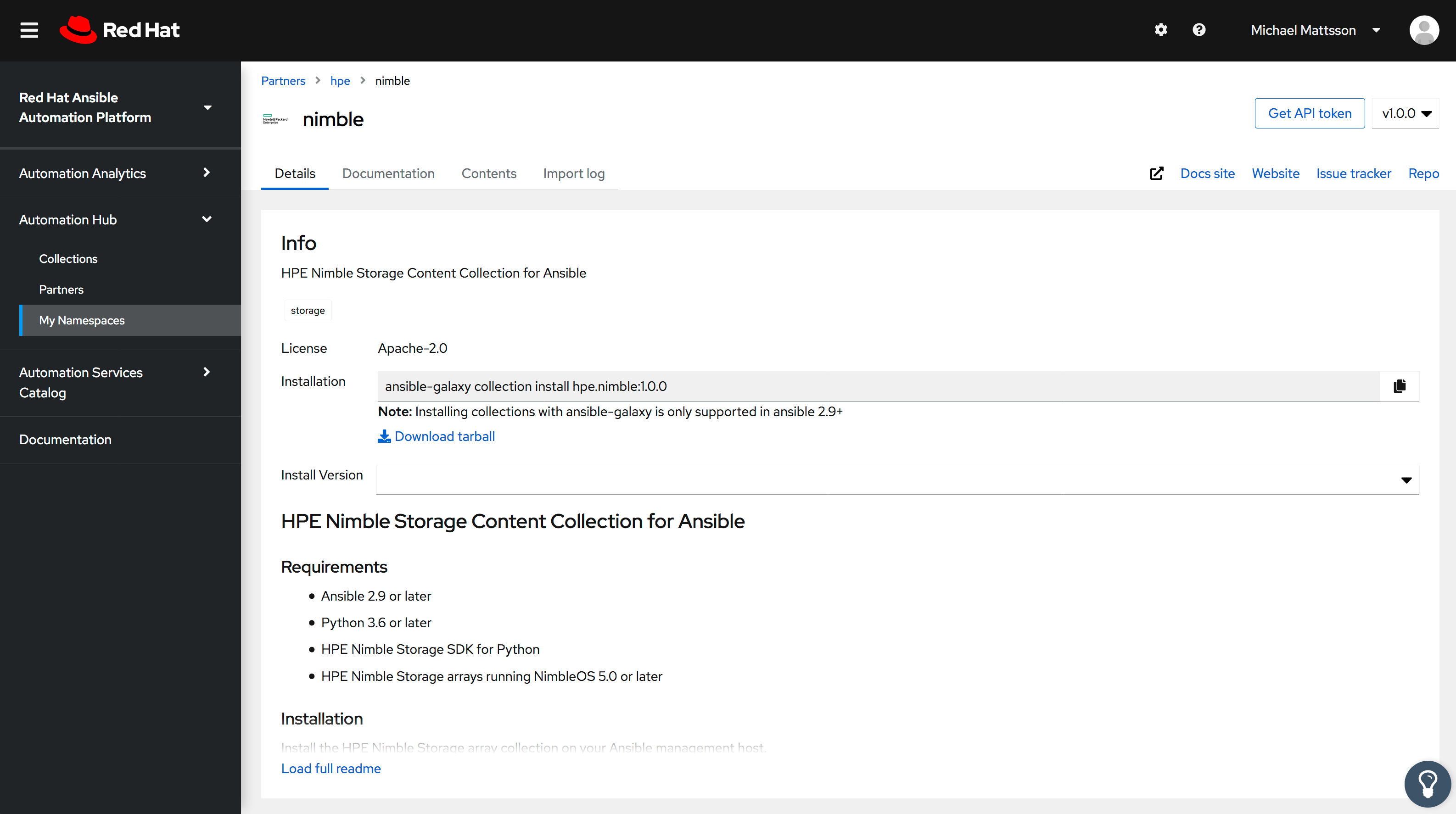 HPE Nimble Storage Content Collection for Ansbile
