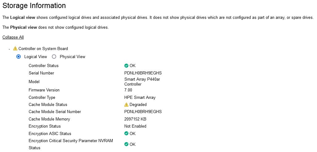 P440ar Controller Cache Module Degraded with new ... - Hewlett Packard  Enterprise Community