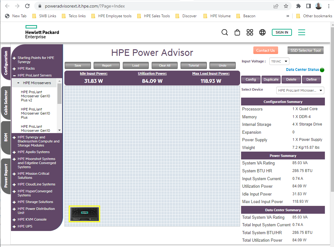 Figure 2: HPE Power Advisor is a great tool—try it now