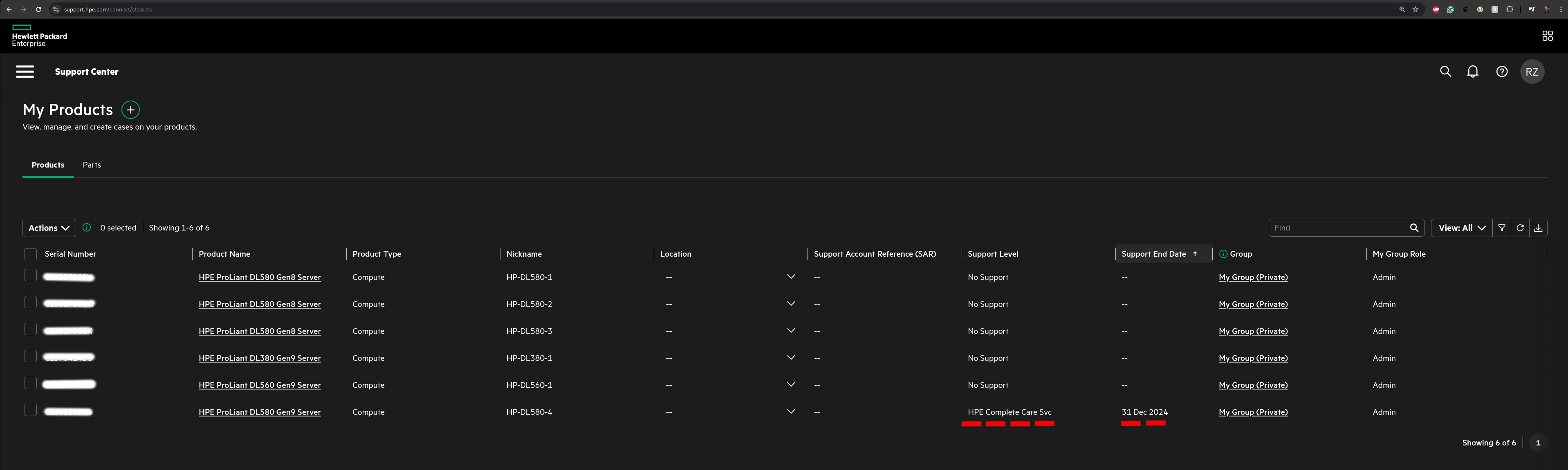 HPE Support Center - My products - HPE Complete Care Service.png
