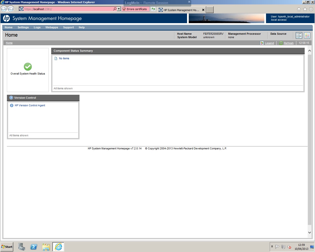 HP System Management Homepage Blank - Hewlett Packard Enterprise Community