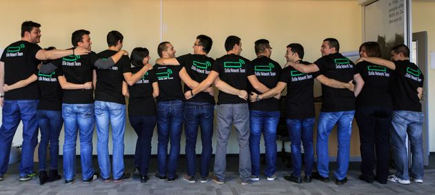 HPE Network team in Sofia, Bulgaria, having fun together, at a local event