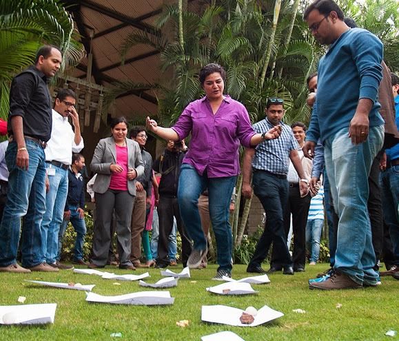 Rashika and her Customer Solutions Center Bangalore (CSC) team having fun at a team building activity.