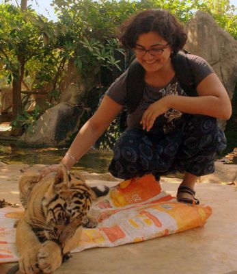 Rashika at a Tiger Temple in Thailand