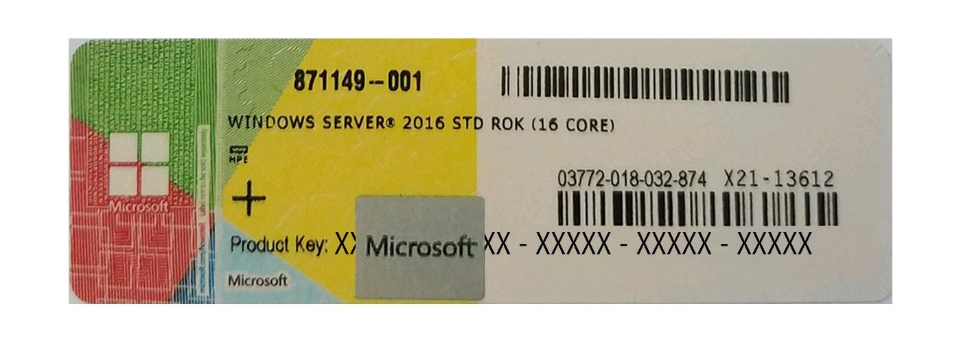 HPE Windows Server 2016 Standard ROK COA