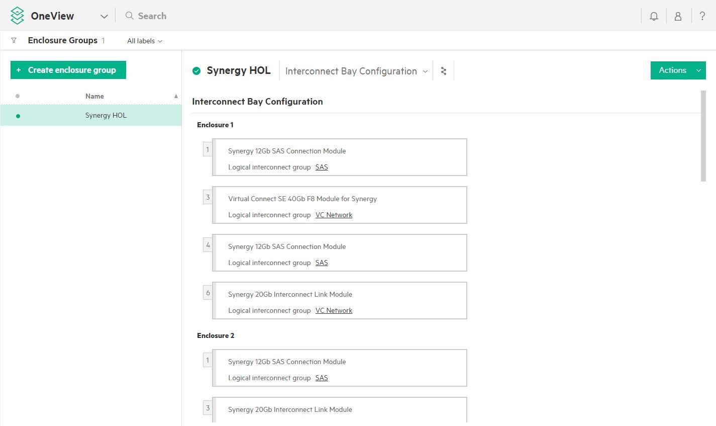 HPE OneView of HPE Synergy Logical Frame